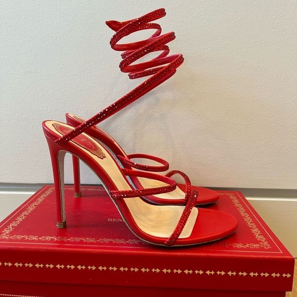 RENE CAOVILLA CLEO SATIN SANDALS - Picture 4 of 10